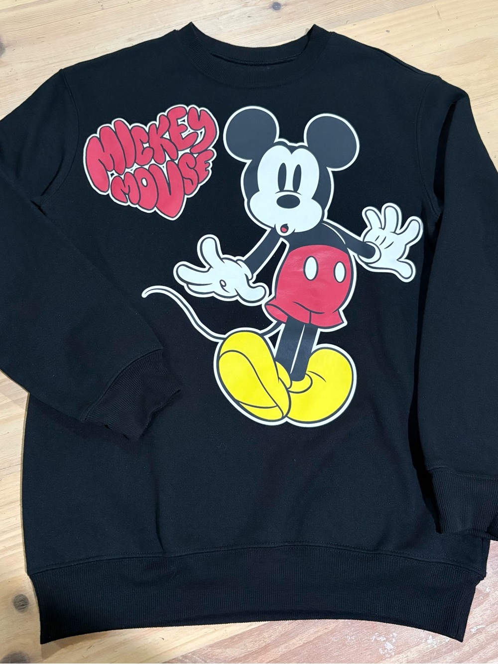 Disney Black Sweatshirt with Red & Yellow Mickey Graphic